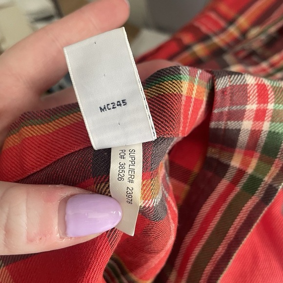 Polo Ralph Lauren Shirt Adult Large Red Plaid Silk Linen Button Up Mens L - Picture 4 of 10